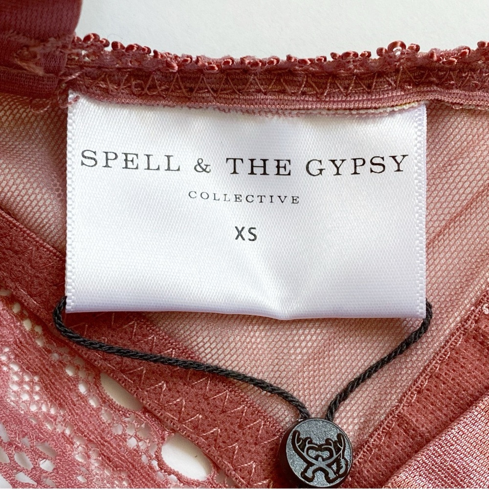 SPELL AND THE GYPSY PURPLE GOLDEN FLORAL PRINT AUBURN CITY LIGHTS LACE BRALETTE - Picture 5 of 10